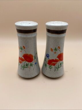 Haniwa Stoneware Maywood Flowers of Summer Salt and Pepper Shakers